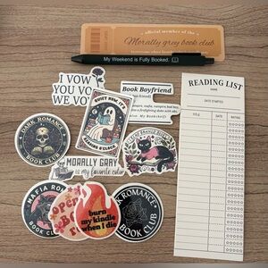 Bookish bundle Sticker Set with Pen Bookmarks